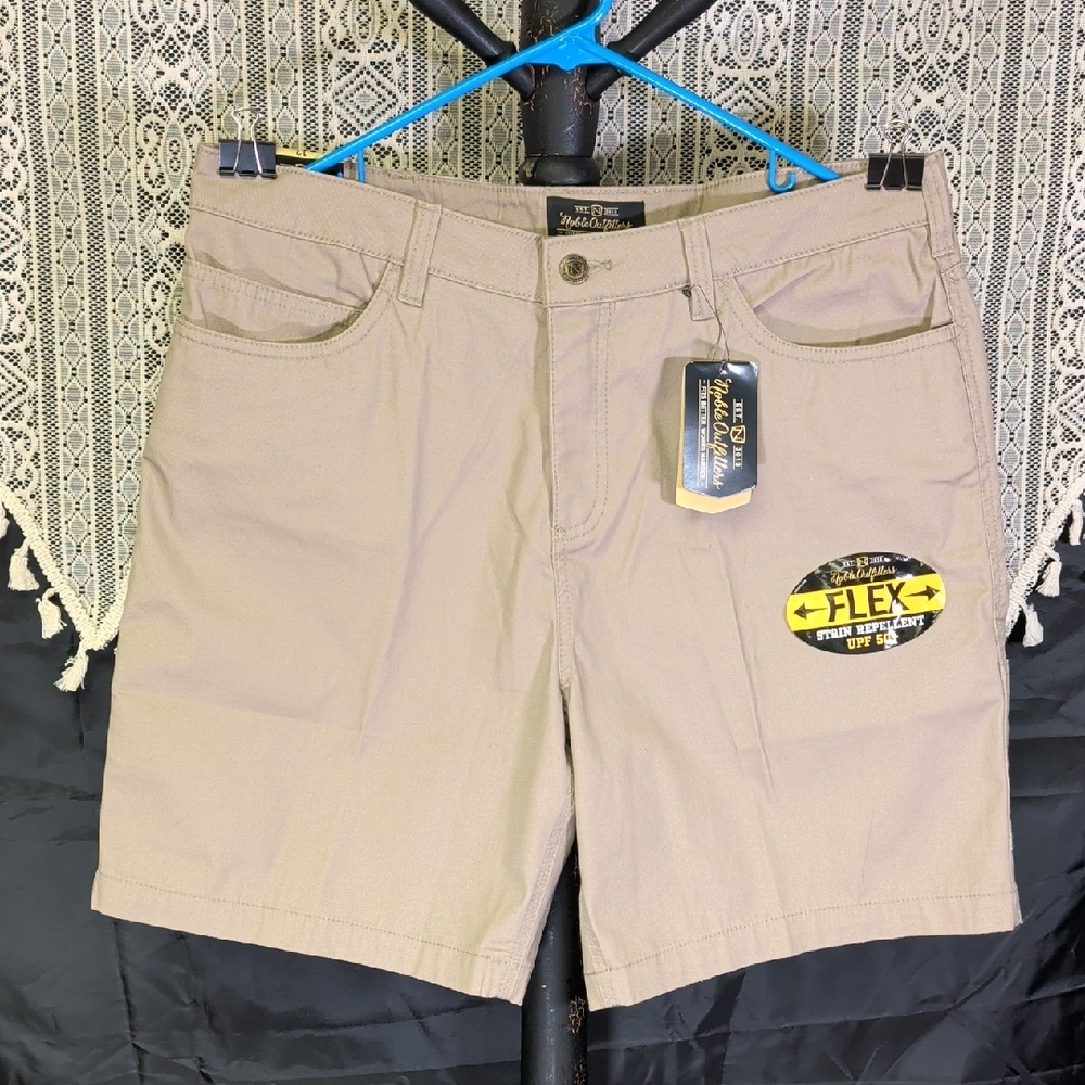 Women's Shorts 12 Khaki Noble Outfitters Flex Cargo Canvas